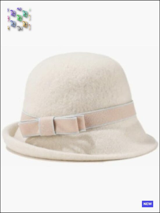 Vintage Felt Cloche Hat Elegant Bowler Bucket Cap Adjustable Winter Fall Fedora main image 5